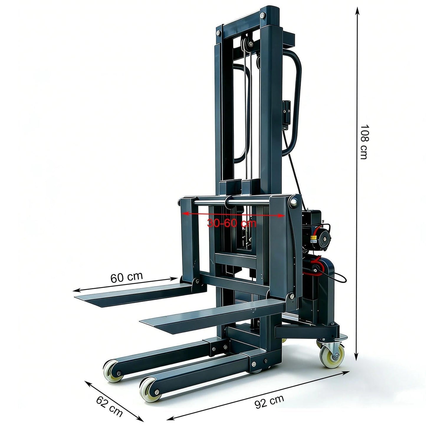 Electric Pallet Stacker Lift, 661 lbs Capacity, 63 Inch Lift Height, Material Lifts Truck with Electric Forks for Warehouse, Factory, Logistics(1.6 m)