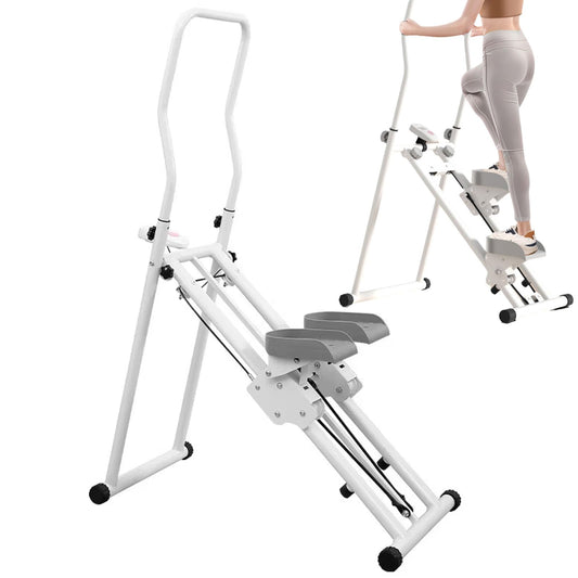 Vertical Climber Machine with LCD, Foldable Vertical Climber Exercise Machine for Home Gym, Stair Stepper Machine for Full-Body Workout, Adjustable Handlebars, Easy to Assemble