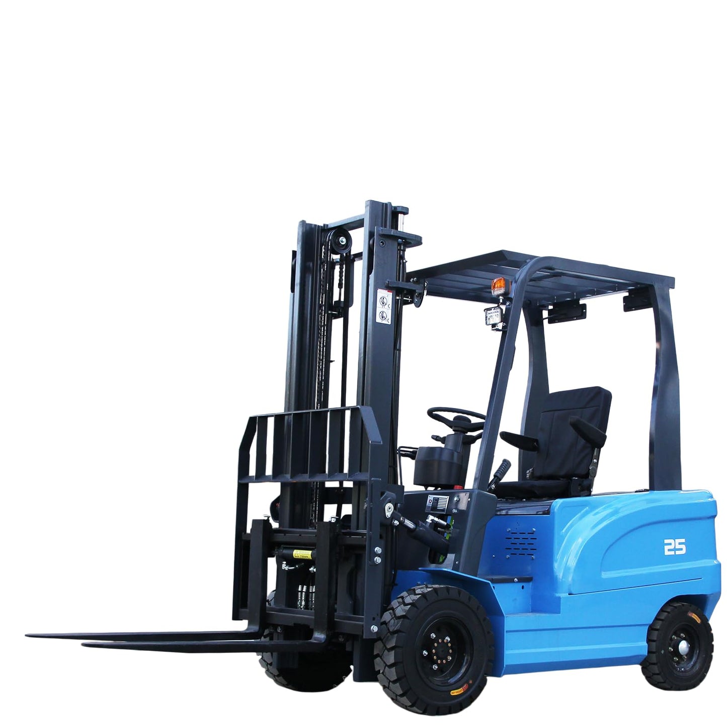 2.5 Ton Electric Forklift Pallet Stacker, Compact Forklift Capacity Heavy Duty Industrial Material Handler for Warehouse Factory Logistics Lead Acid Battery Powered, Moved Sideways (Blue)