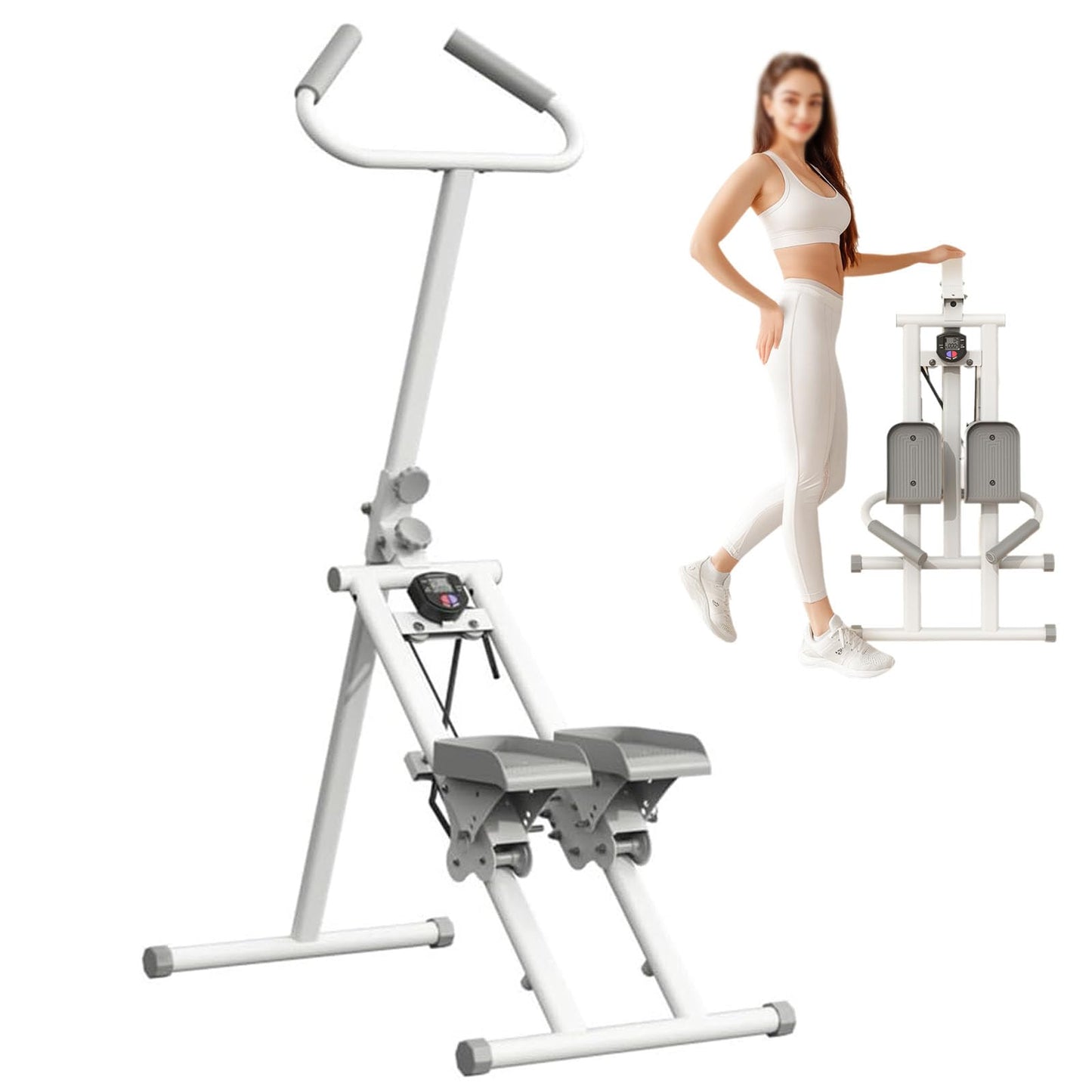 Vertical Climber, Stepper, Foldable Stair Stepper Fitness Equipment with LCD Display, Home Training, Vertical Climber Exercise Machine, Adjustable Handlebars, Easy to Assemble