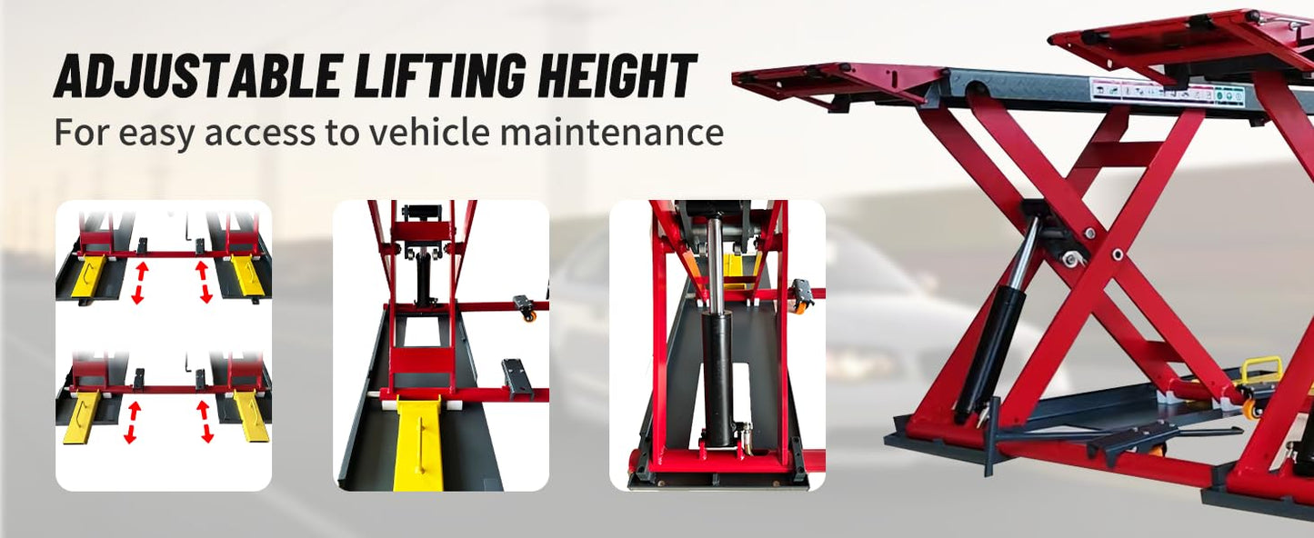 KATOOL Portable Mid Rise Car Lift 7000lbs Lifting Capacity Max. Lifting Height 39" (More Easy to Access) Adjustable Scissor Car Lift Scissor Quick Jack for Home Garage and Shop, 110V