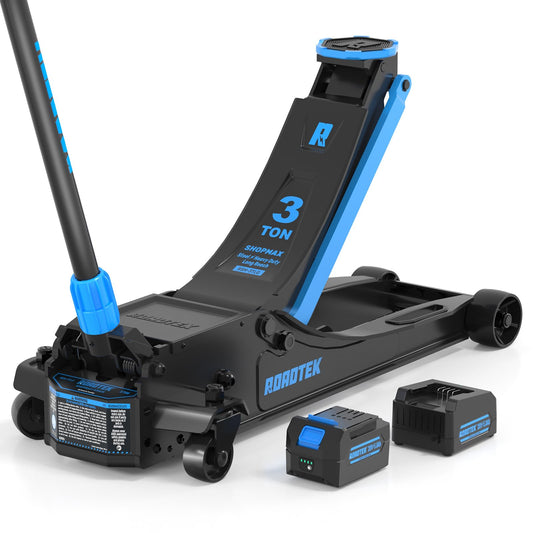 ROADTEK 3 Ton Electric Floor Jack, Low Profile Jack for Quickly Car Lift, Hydraulic Service Jack, 6000 lbs Capacity. Lifting Range 3-3/8" to 24-1/4"(Caster Wheel)