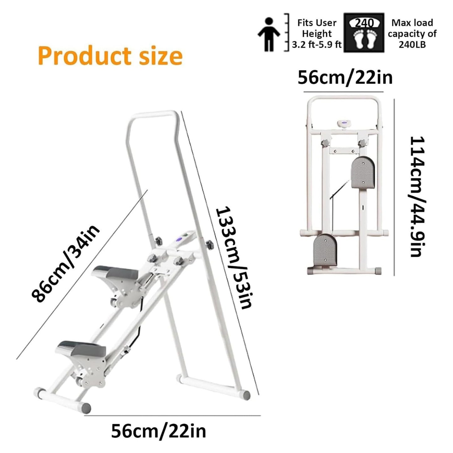 piudoiliy Vertical Climber Machine with LCD Monitor - Folding Full-Body Workout Stepper for Home Gym - Adjustable Stair Stepper with 3 Gear Height Settings