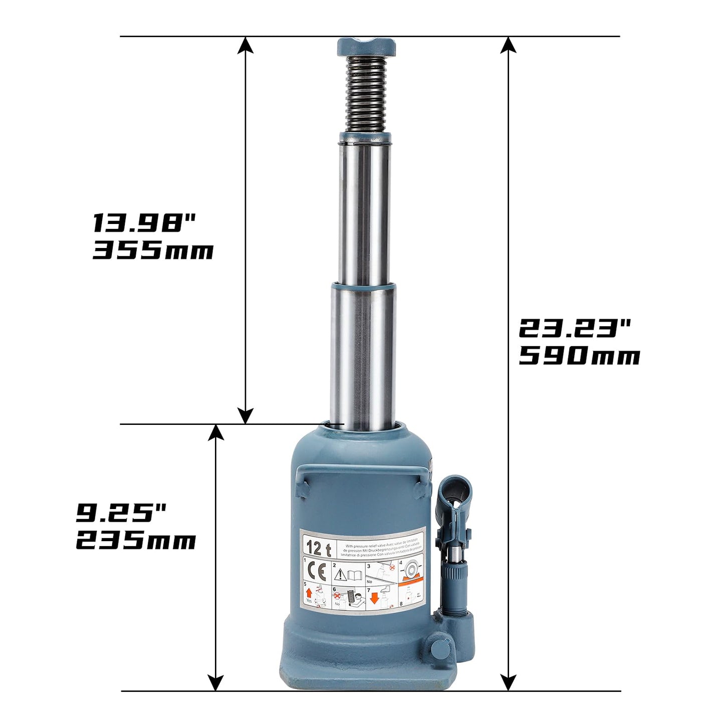 BAOSHISHAN Double Ram Bottle Jack Hydraulic Welded Jack Truck Jack 12 Ton (High Lift)