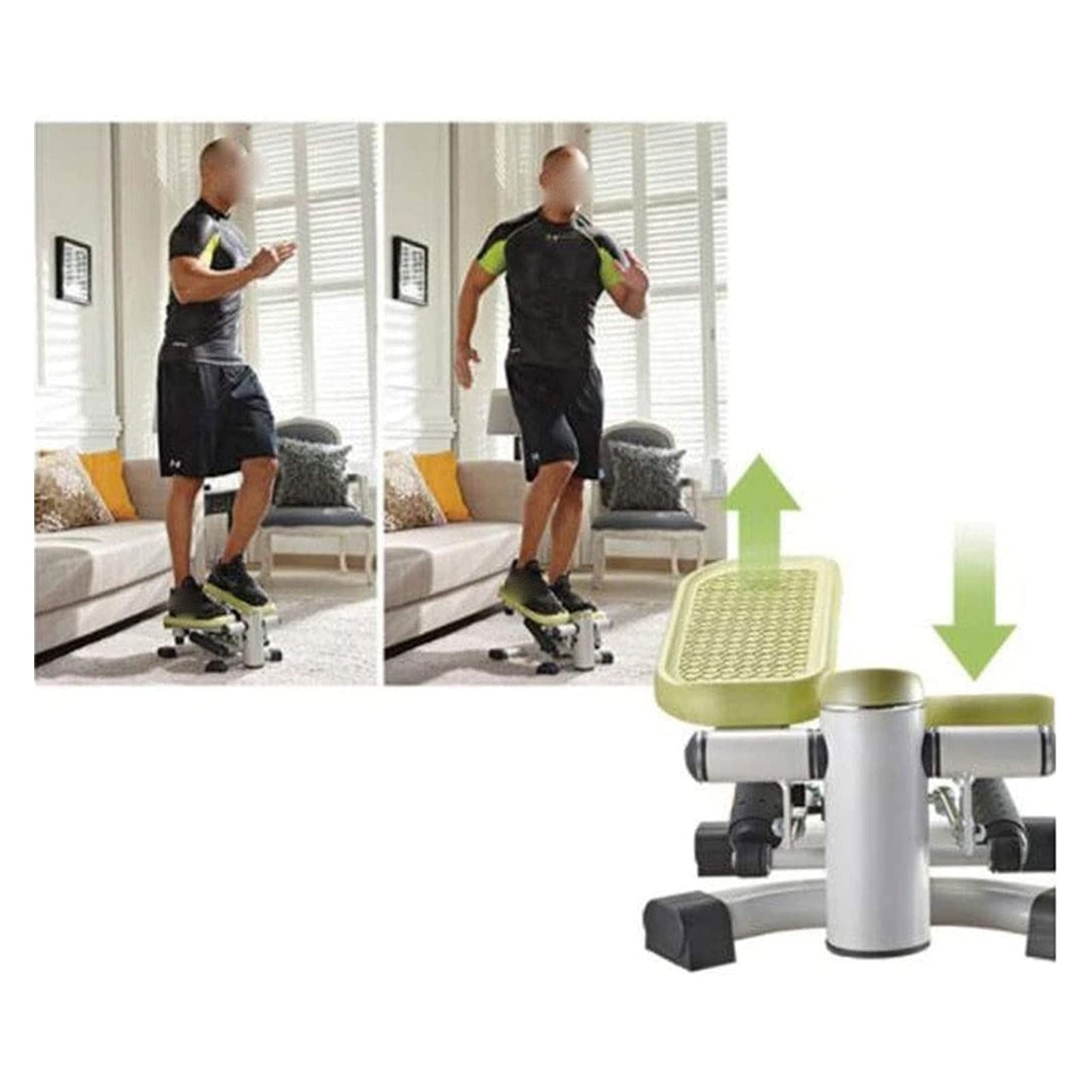 Adjustable Mini Stepper Indoor Stepping Machine Twist Stair Stepper Aerobic Trainer with Adjustable Resistance Bands and LCD Display for Home Office and Gym