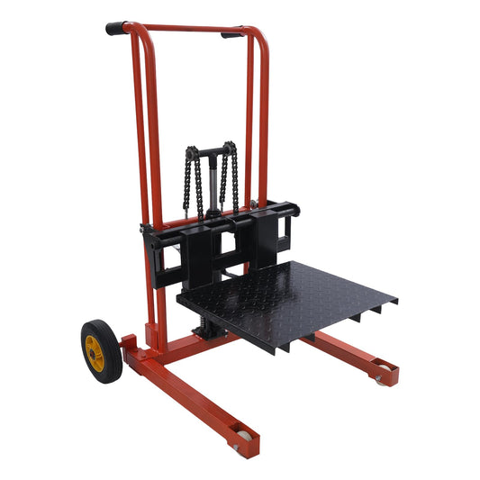 Hydraulic Material Lift Hand Pallet Truck, 577lbs Winch Stacker, 35.4" Max Lift Height Adjustable Manual Hydraulic Stacking Jack for Warehouse Factory Workshop with 9" Casters (up to 35.43 in)