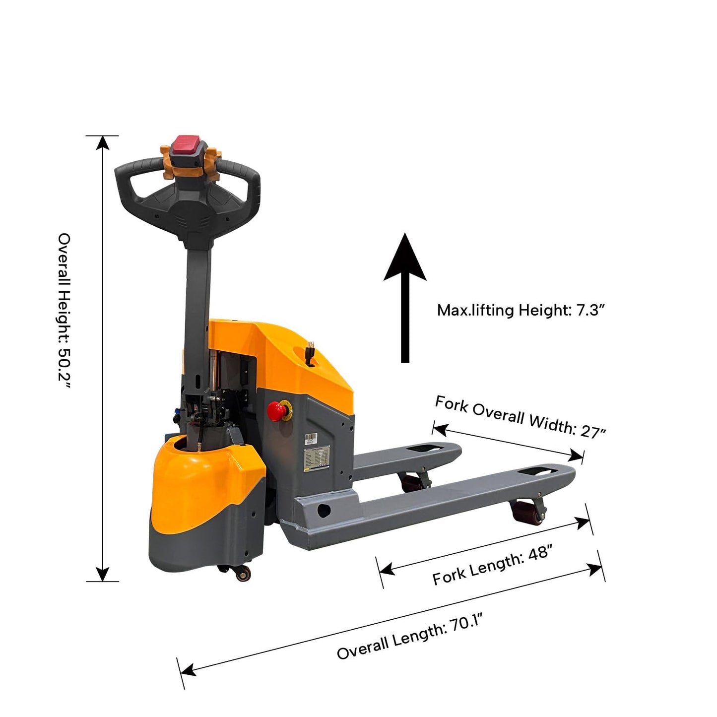 APOLLOLIFT Electric Pallet Jack, 3300 lbs Capacity, Pallet Truck 48" x 27" Forks, 24V/65AH Gel Battery, 3-5H Working Time with Built-in Charger, Compact Size for Material Handling