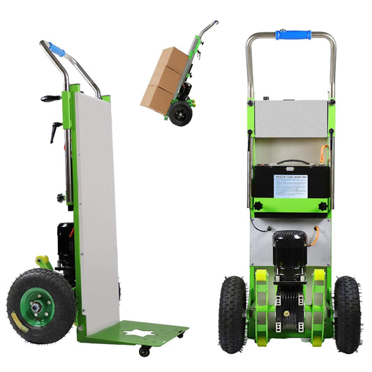 WMWZPYH Heavy Duty Stair Climber Cart for Carry Heavy Objects, 1200W Brushless Motor Powered Stair Climbing Hand Trucks, 881LB Capacity Electric Stair Climbing Dolly with Extensible Handle(Green)