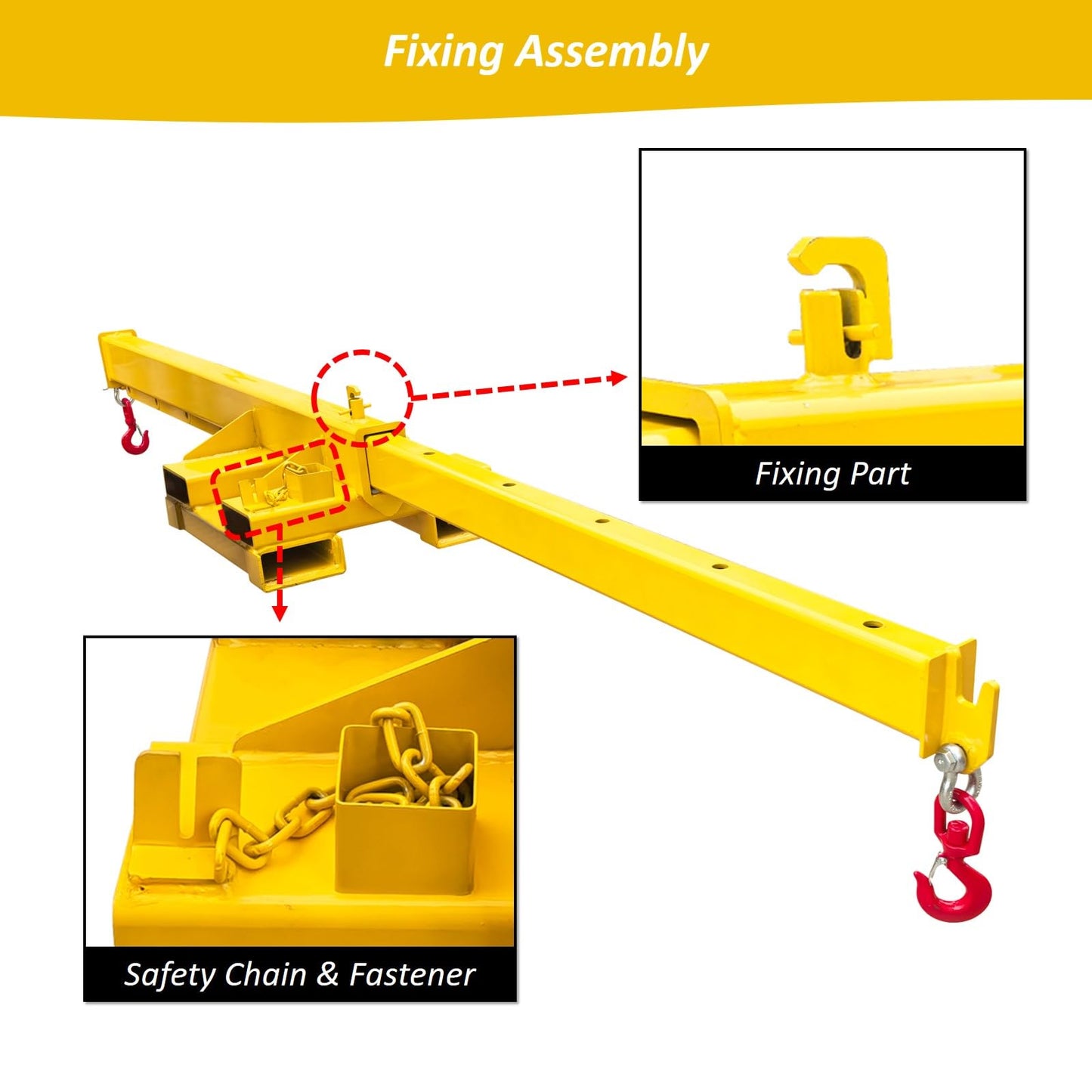 Banfluxion Bidirectional Forklift Jib Boom Crane, 4400LBS/2T Dual-Direction Boom Works in Transverse & Longitudinal, Adjustable Telescopic Mobile Lifting Hoist with 2 Hooks, for Forklifts & Hoists