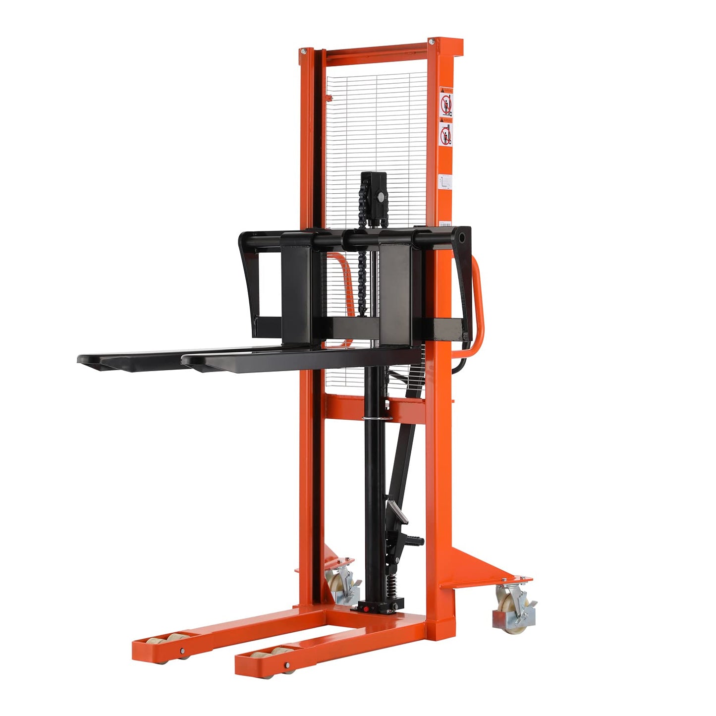 Tory Carrier Pallet Stacker, Material Lift 2200lbs Capacity 63" Lift Height Pallet Lift Truck, Manual Lift Stacker with Adjustable Forks and Fixed Legs for Open Bottom Pallets