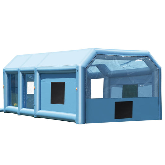 VEVOR Inflatable Paint Booth, 32.8 x 21 x 14.8 ft Inflatable Spray Booth, with 1100W+750W Powerful Blowers and Air Filter System, Large Machinery, Portable Car Paint Booth for Large Truck