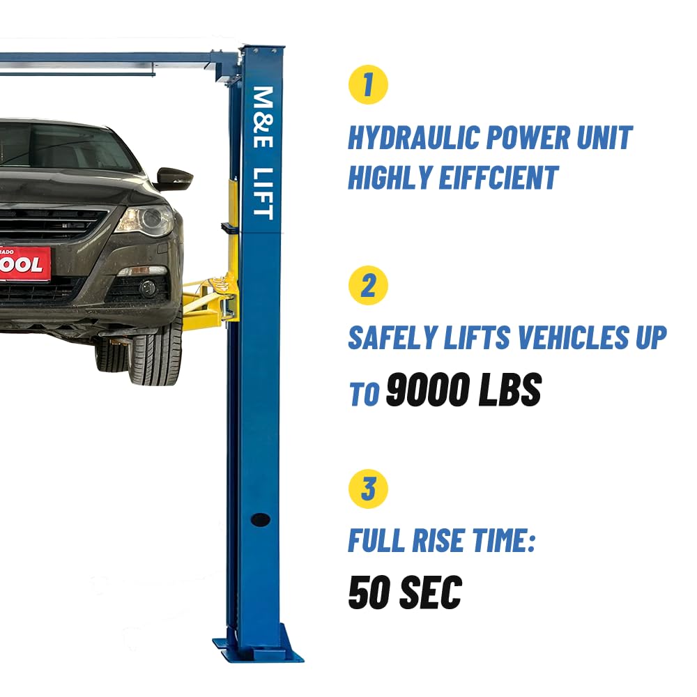 ME 9000lbs 110v 2 Post Lift Max. Lifting Height 74.8" 2 Post Car Lift Auto Lift Clearfloor Lifts Car Hoist for Home Shop Garage(ME-M90-110V)