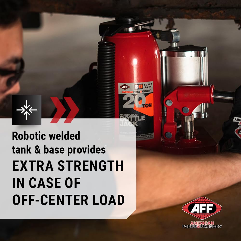 AFF 20 Ton Bottle Jack - Manual & Air Assist Hydraulic Jack for Lifting Heavy Trucks & Equipment - Super Duty