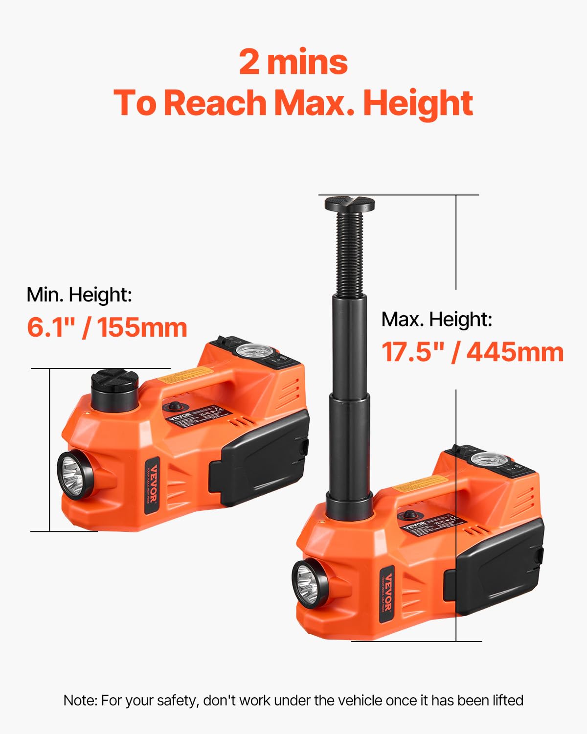 VEVOR Electric Car Jack, 5 Tons /11000 lbs Electric Jack with Built-in Inflator, 12V Adjustable Tire Change Replacement with Secure Hammer & LED Light, Portable Jack kit for Sedan, SUV, Truck