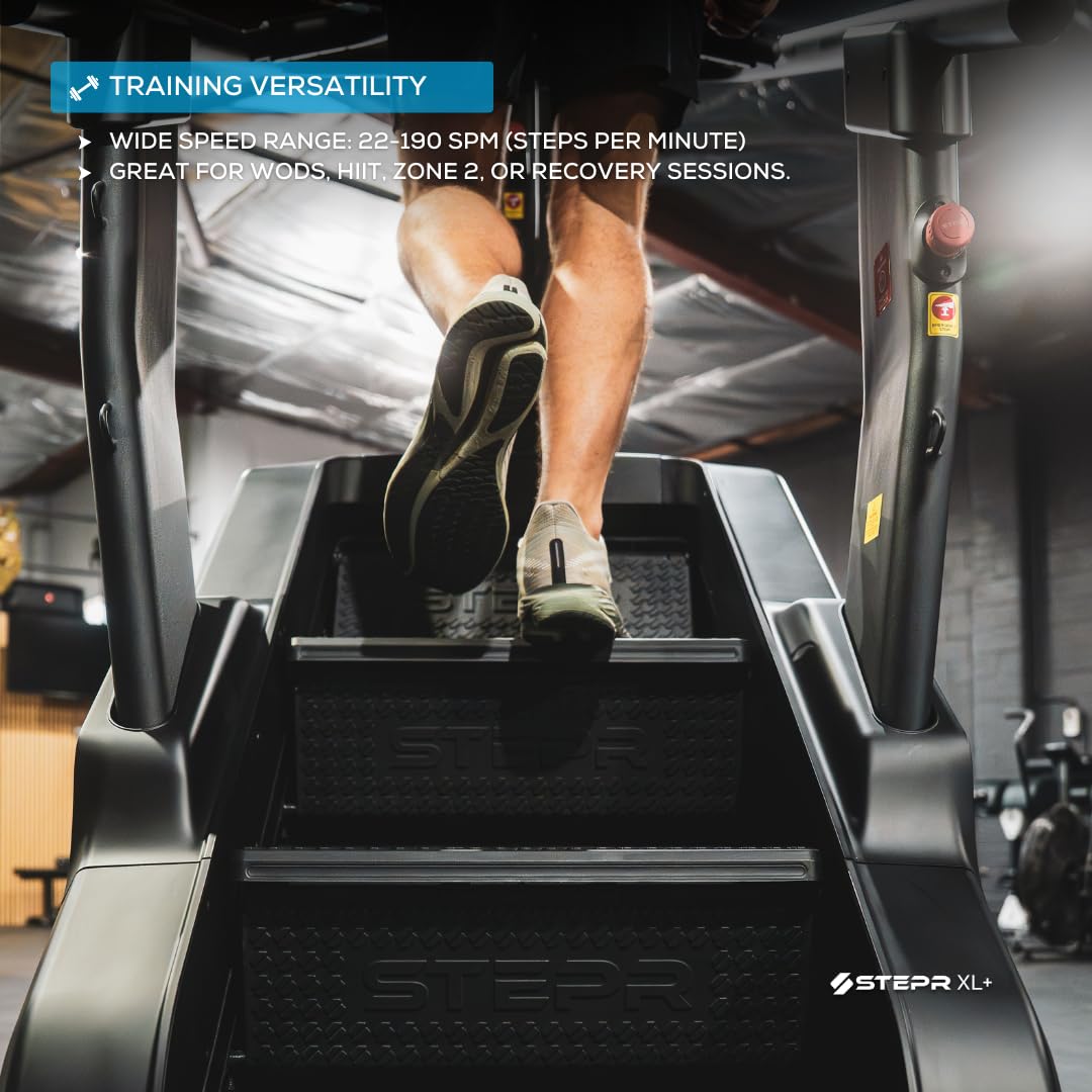 STEPR XL+, Commercial Stair Climber with 27" Touchscreen, 9" Step Height, Strength & Resistance Anchor Points, 190 Steps/Min, 450 lb Capacity