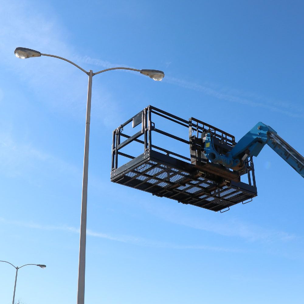 Titan Attachments 4' x 7'8" Mesh Telehandler Work Platform, Two Man Safety Basket, Forklift Telehandler Attachment, Safety Cage to Complete Aerial Tasks
