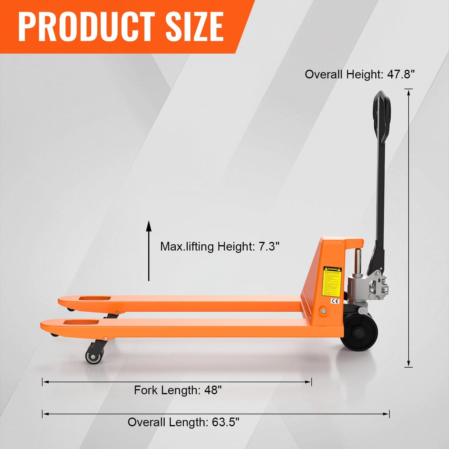 Tory Carrier Manual Pallet Jack 6600 Lb. Capacity, Pallet Truck 48 L × 27 W Fork Size Standard Duty Hand Trucks