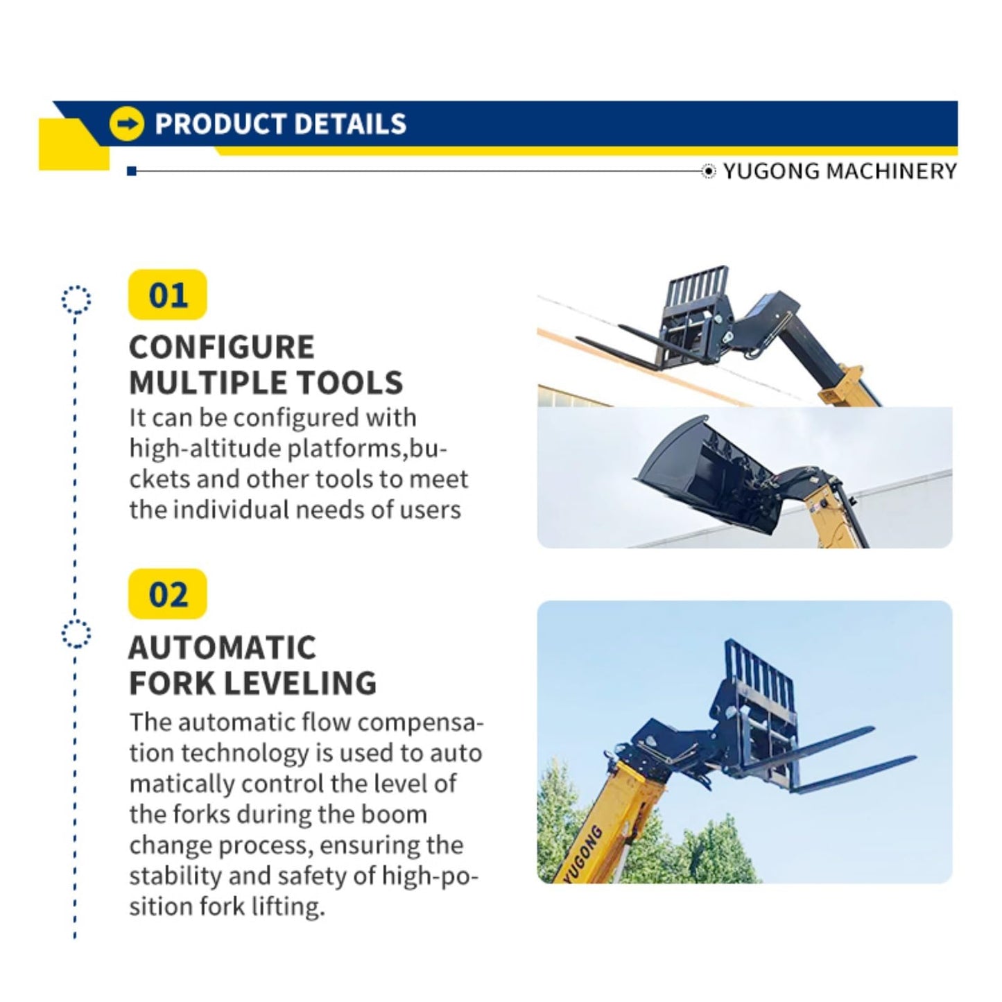 Boom Forklift, Compact Telescopic Handler – Mini Telehandler with Hydraulic Extendable Arm for Agriculture & Narrow Worksites