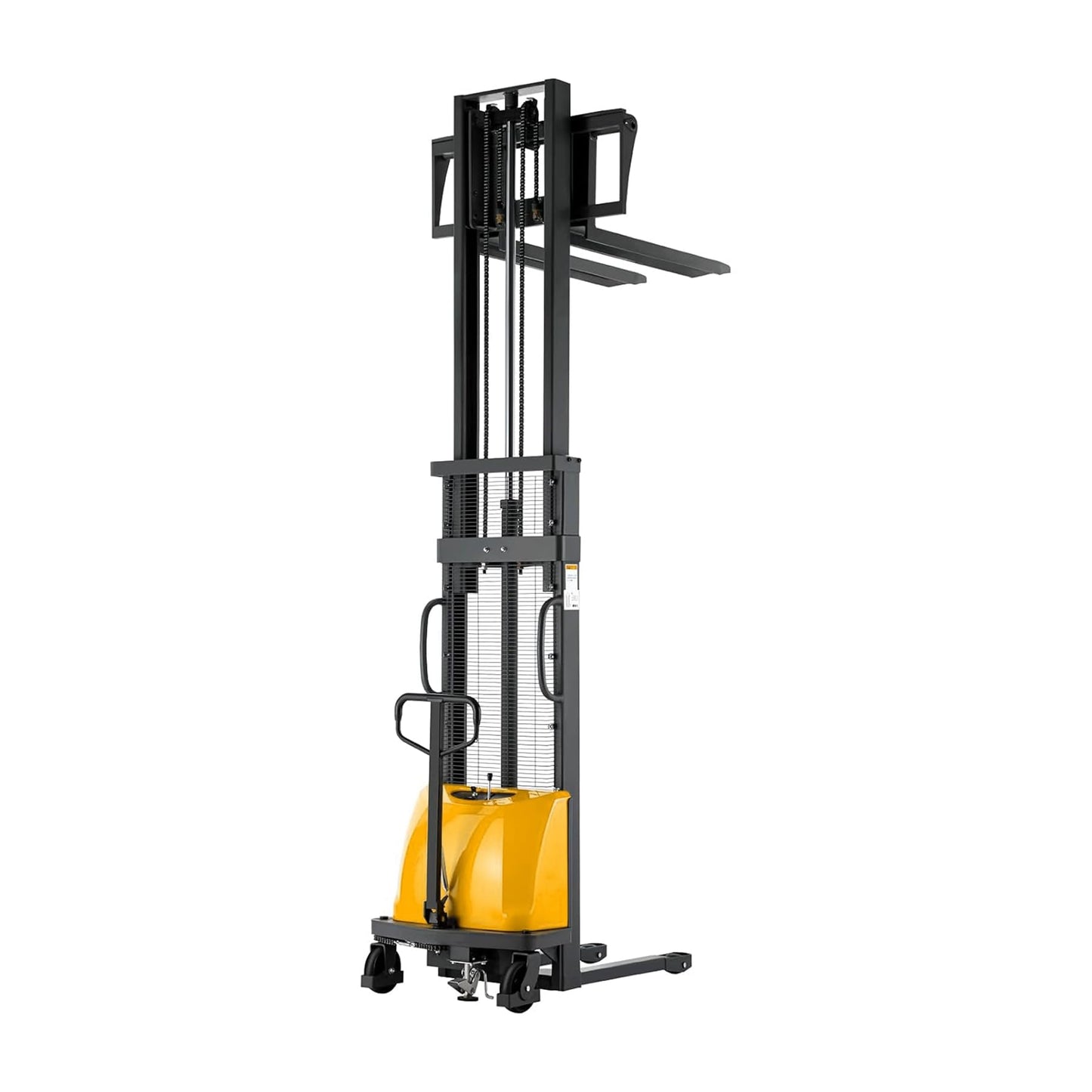 Tory Carrier Semi-Electric Stacker Pallet Lift, 3300 Lbs Capacity 118” Lift Height Material Forklift, with Fixed Legs and Forks Only for Open Bottom Pallet