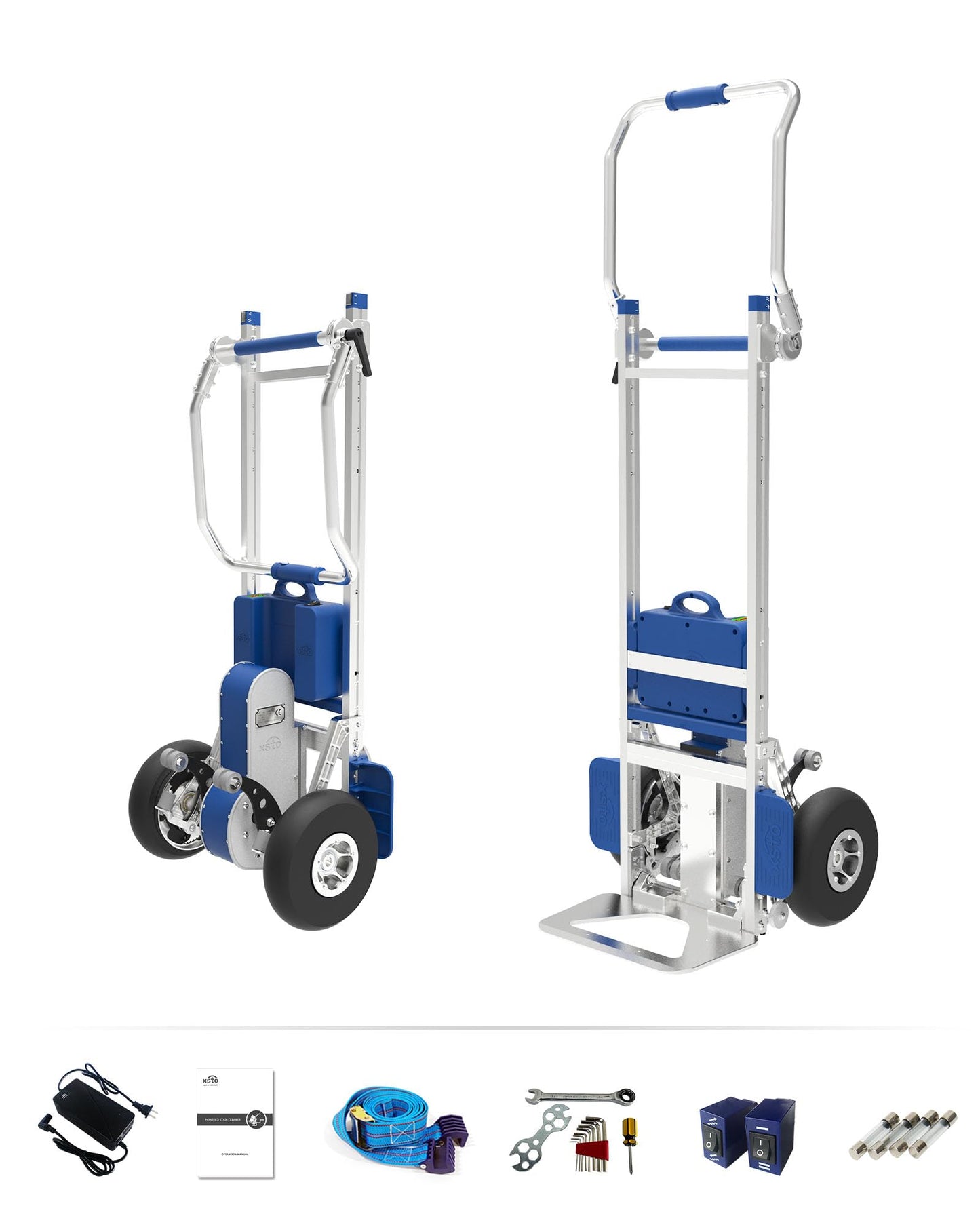 XSTO ZW7250GC Electric Stair Climber, 550lb Load Capacity Heavy Duty Stair Climbing Cart Aluminum Powered Stair Climbing Hand Truck with Foldable Handle Solid Wheel Brake System