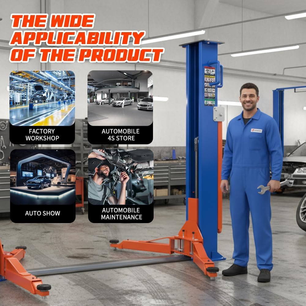ATTACHXPRO Portable 2 Post Car Lift for Garage | 8,000 LB Auto Lift with Adjustable Columns | 220V Movable Vehicle Lift for Home & Repair Store (2 Post Car Lift)