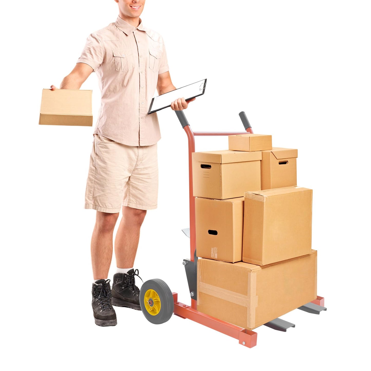 Hydraulic Material Lift Pallet Truck, 440 lbs/450 lbs/577lbs Material Lift Pallet Stacker with 2 Casters, Manual Stacker, Hydraulic Pallet Truck Dolly for Warehouse, Workshop (Max 36in, 577 lbs)