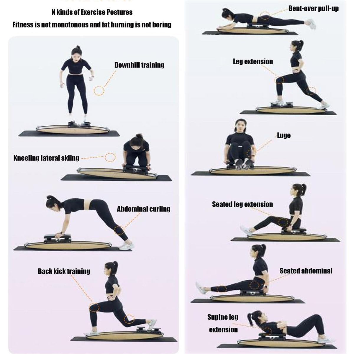 Home Gym Ski Trainer Machine, Trainer Body Balance Ski Machine, Waist Training Ski Simulator, Improve Body Balance, Multiple Training Modes, Mute Rubber Rollers, Waist, Abdomen and Leg Training