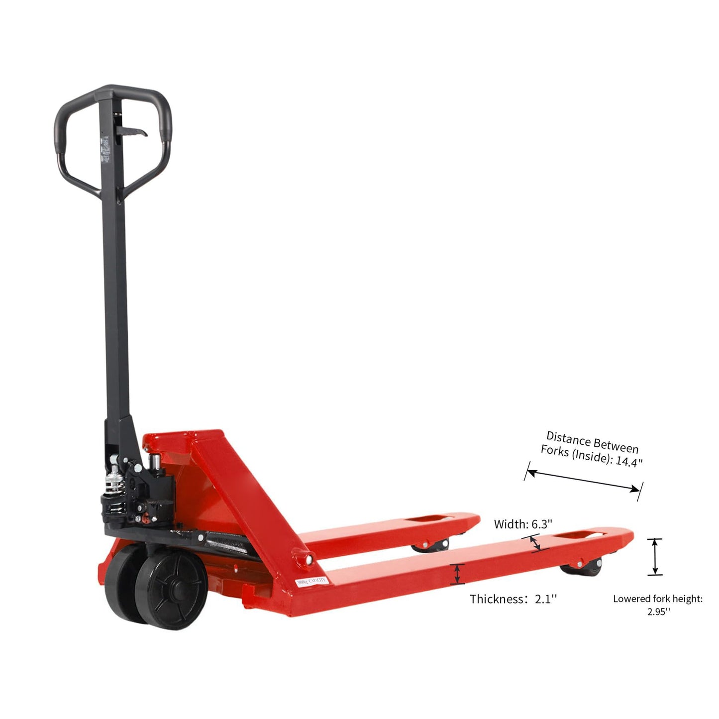 Tory Carrier Manual Pallet Jack Lift 5500 Lb. Capacity, Hand Pallet Truck 48” L × 27” W Forks, Standard Duty Truck for Warehouse, Supermarket and Logistics Center - Nylon Wheel