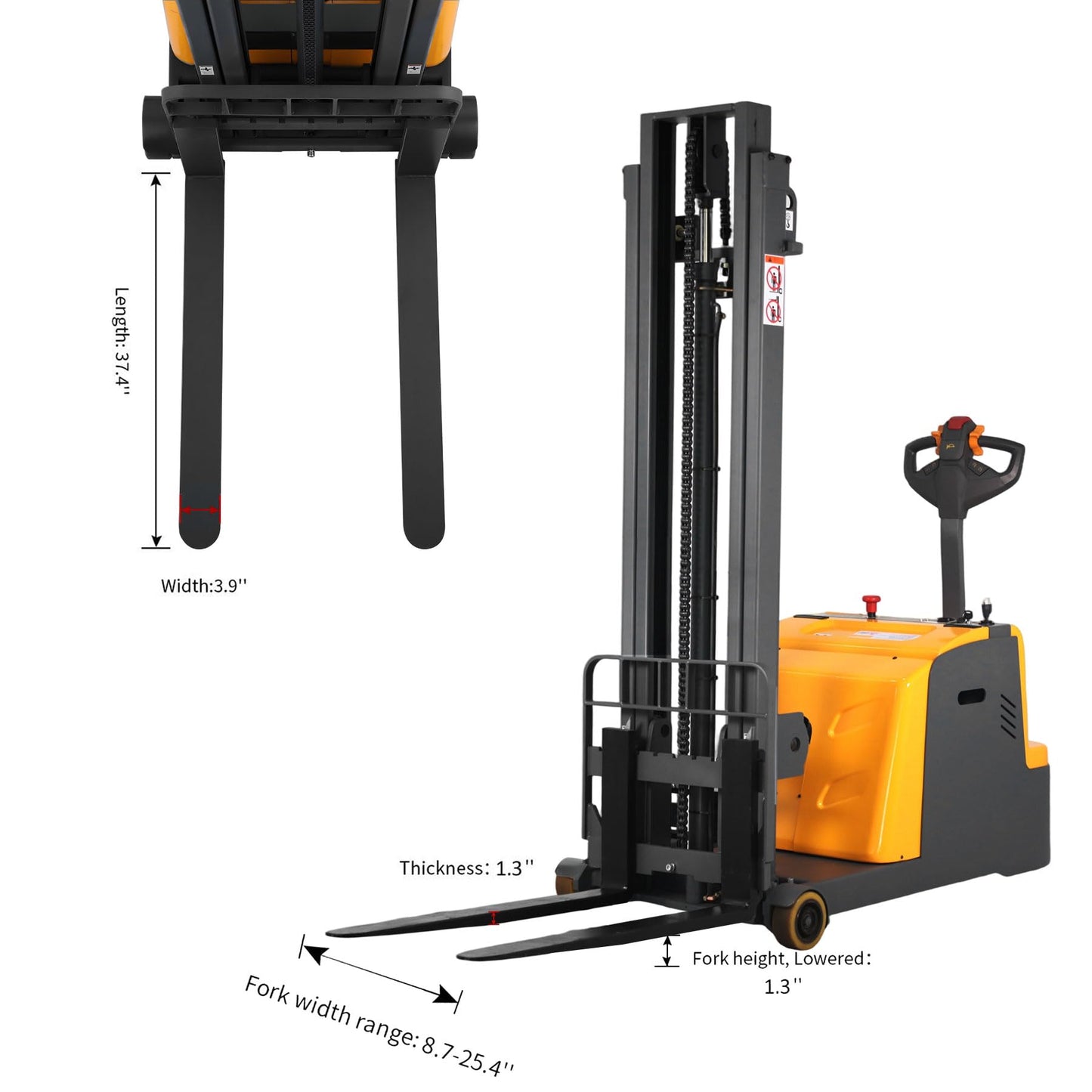 Counterbalanced Electric Stacker 2200lbs Capacity 118" Lifting Height Straddle Legs Lift