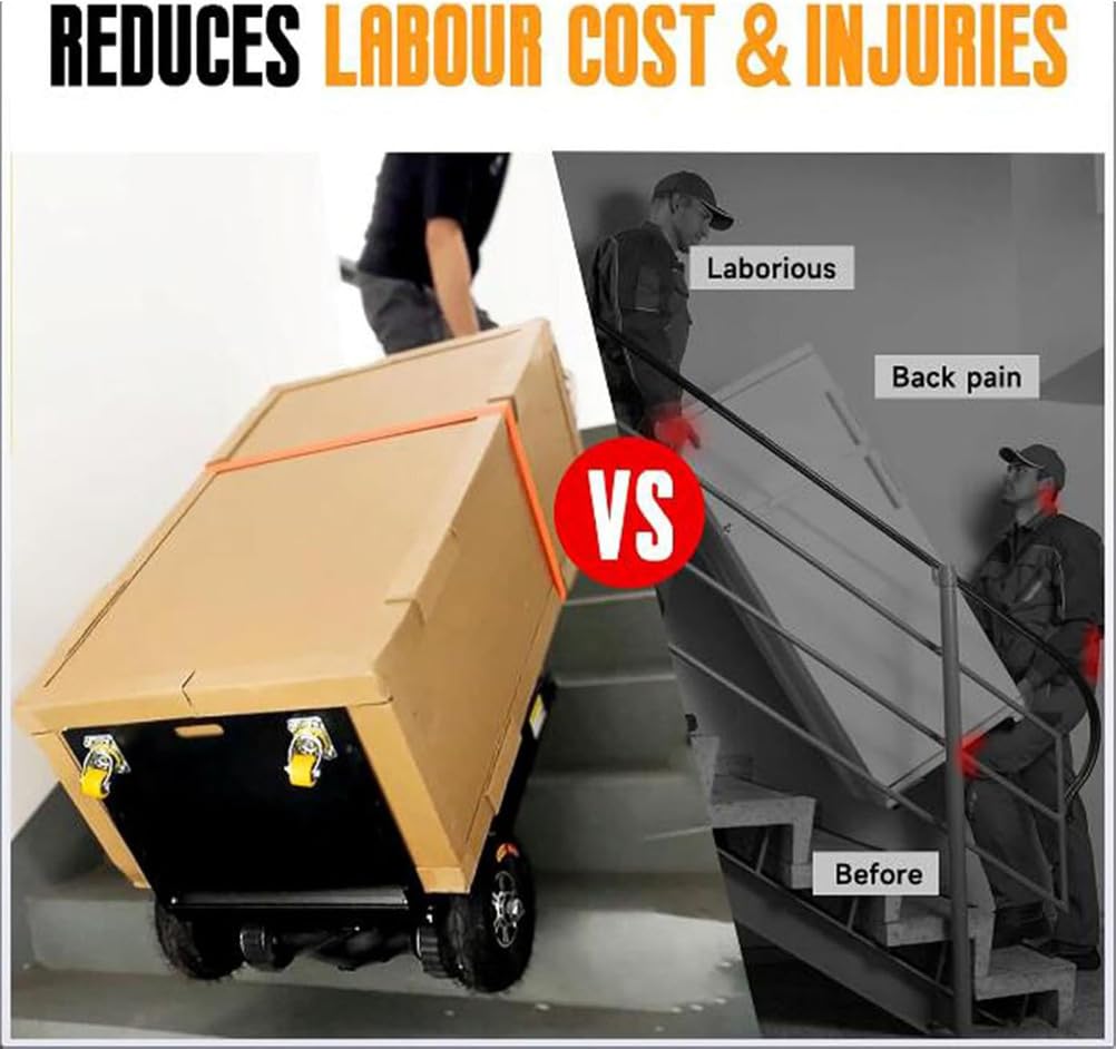 Electric Stair Climber Heavy Object Sack Truck Removable Battery Load Capacity for Straight Curved Stairs Effortless Heavy Load Transport Electric Stair Climbing (A)