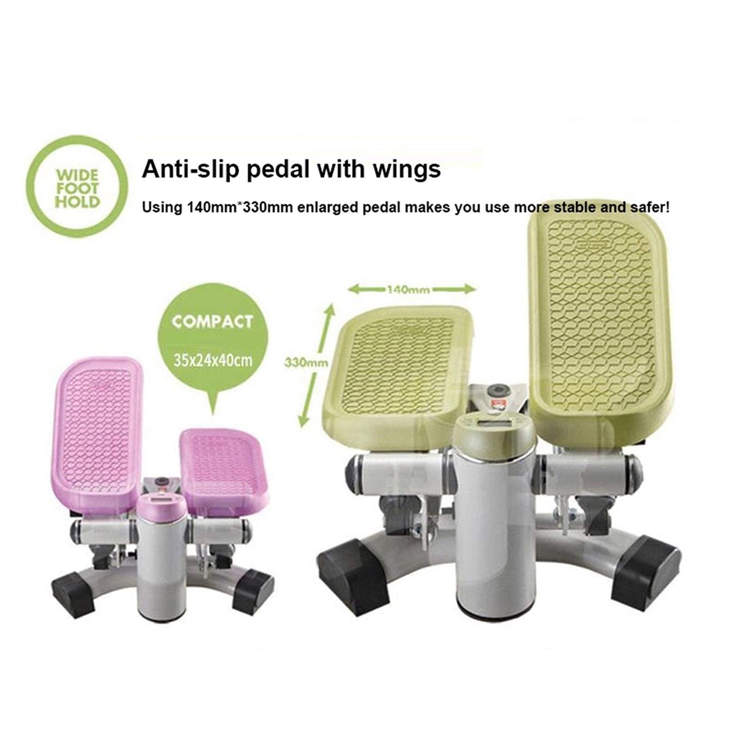 Mini-Stepper Swing Stepper Adjustable Mini Stair Stepper Home Silent Step Machine with Multi-Function LCD Display Free I