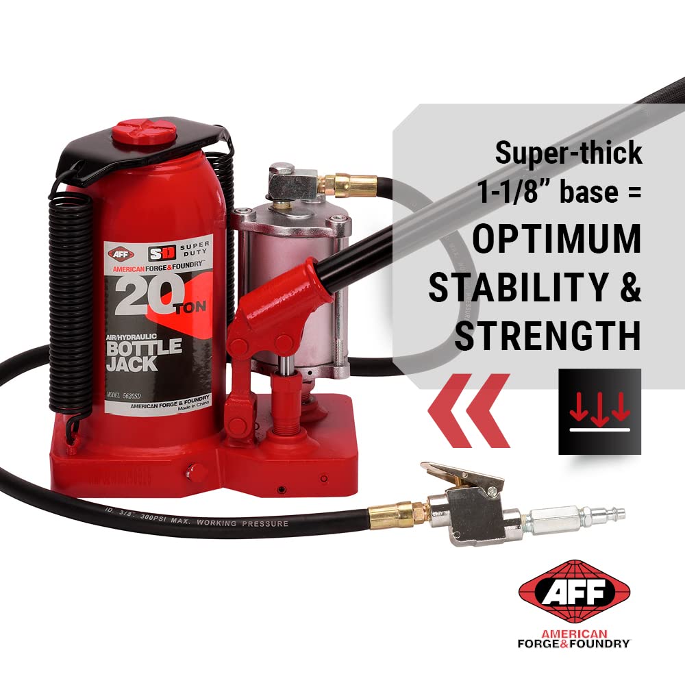 AFF 20 Ton Bottle Jack - Manual & Air Assist Hydraulic Jack for Lifting Heavy Trucks & Equipment - Super Duty