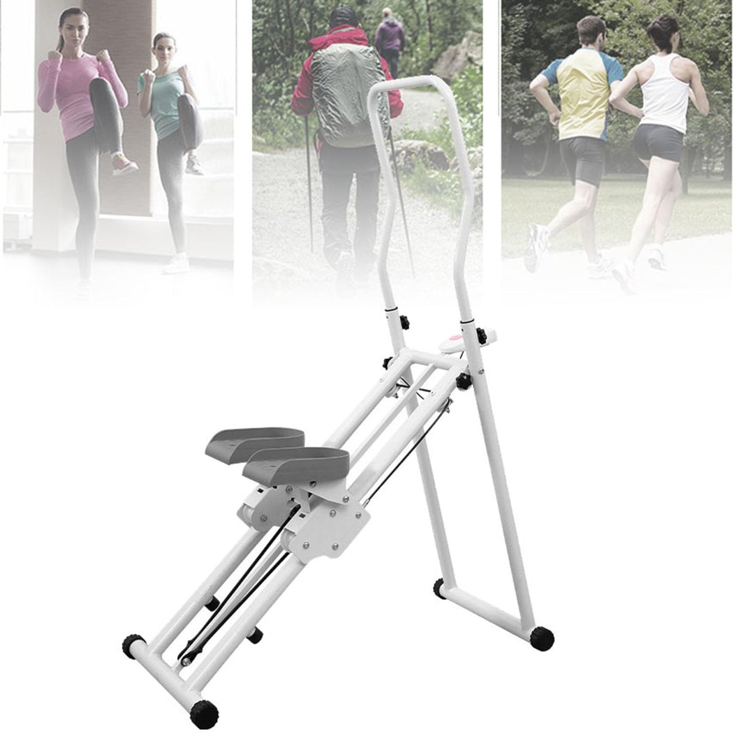 Home Stair Stepper with Handlebar, Folding Climber Workout Machine for Full-Body Workout, Portable Vertical Climber with Extended Step Range and Adjustable Height