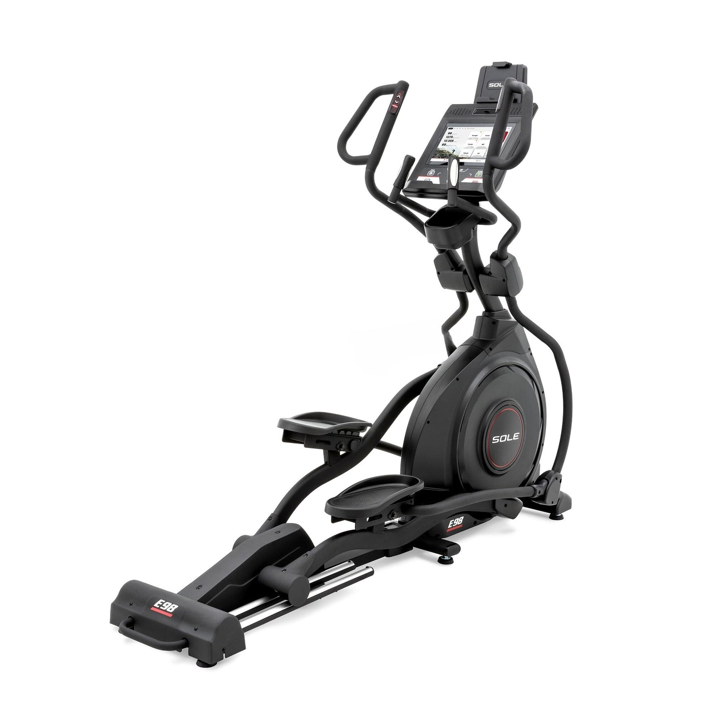 Elliptical Exercise Machine by Sole Fitness, Home Workout Equipment for Cardio, Running, and Walking, 13.3" Touch Screen, 20" Stride Length, Bluetooth, and Heart Rate Monitoring (Sole E98)