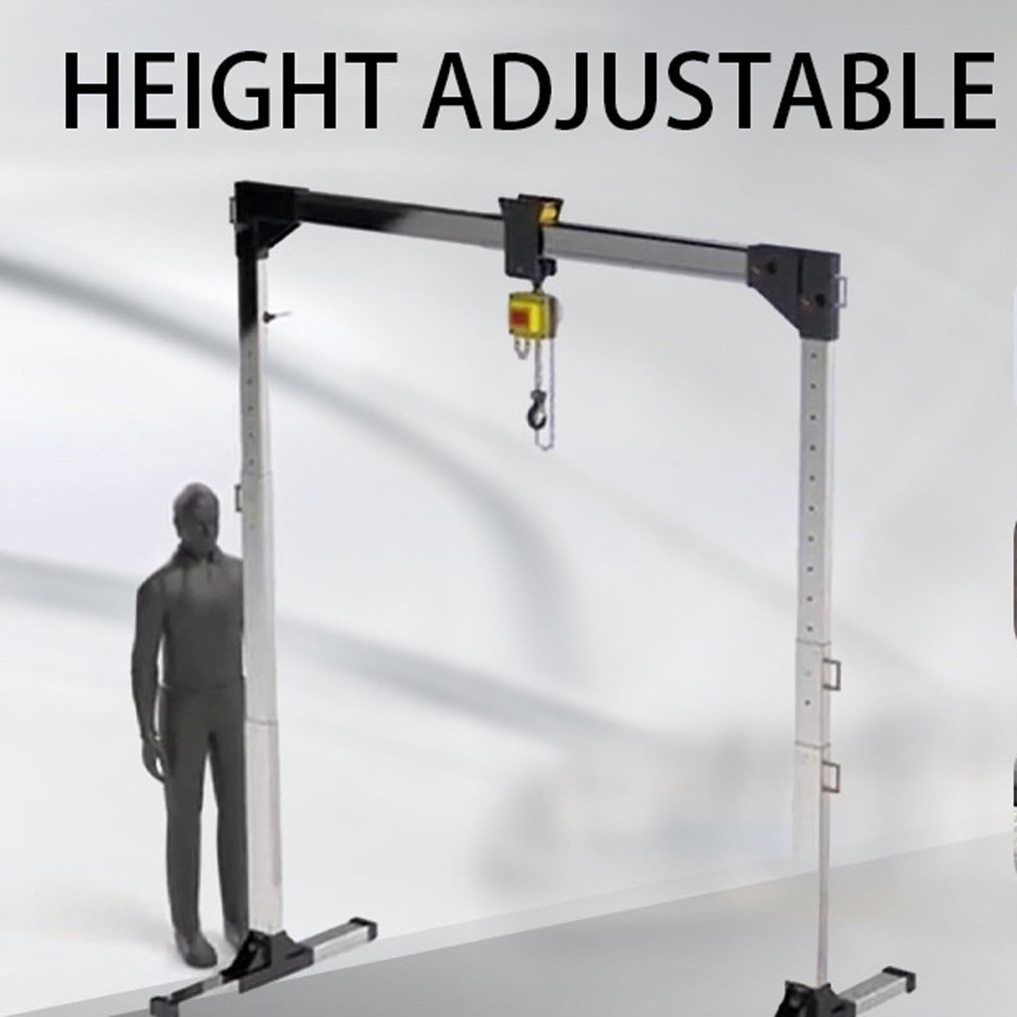 Portable Aluminum Gantry Crane, 1000KG/2200LBS Adjustable Shop Lift Hoist, 5.3-7.5FT Overall Beam and 4.9-9.5 FT Tall 2 Post Lift