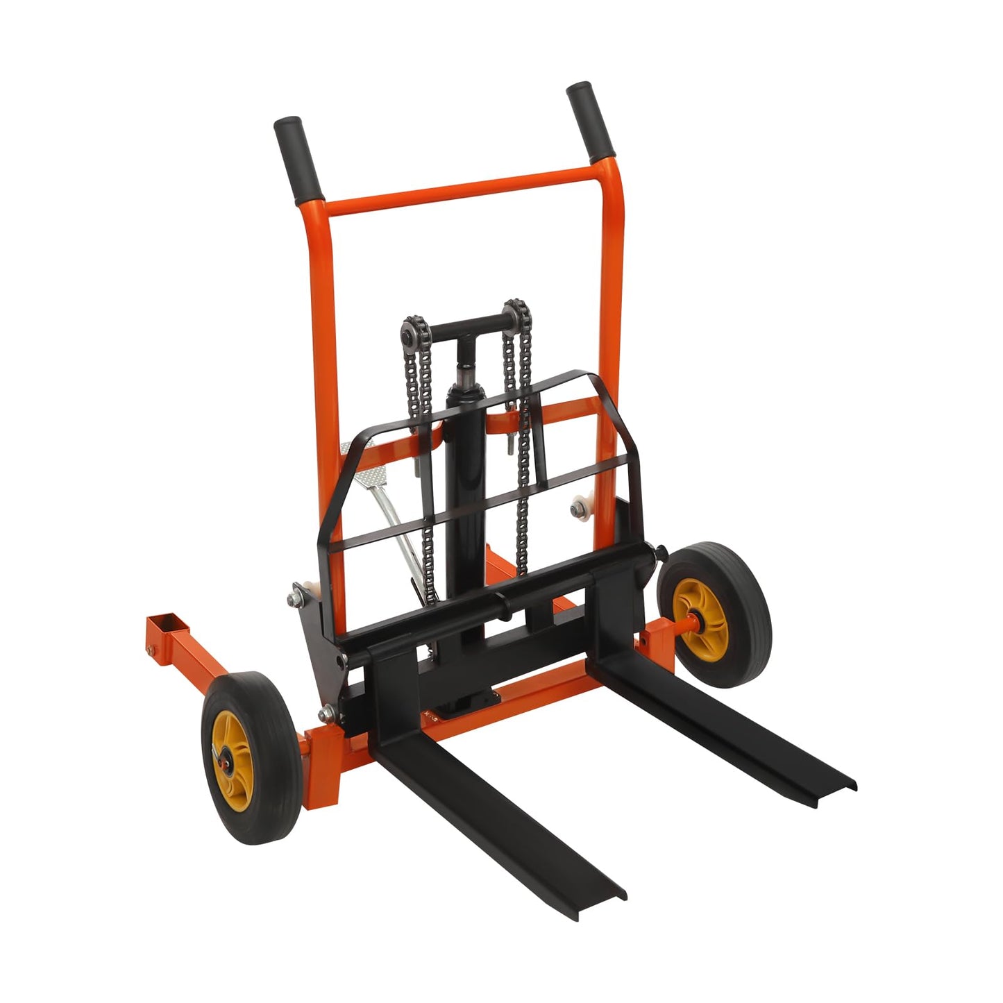 Hydraulic Material Lift Pallet Truck Portable Lift Winch Stacker with Swivel Wheels Adjustable Manual Winch Stacker 441lbs Capacity, 15.7" Max Lift, Removable Flat Bed