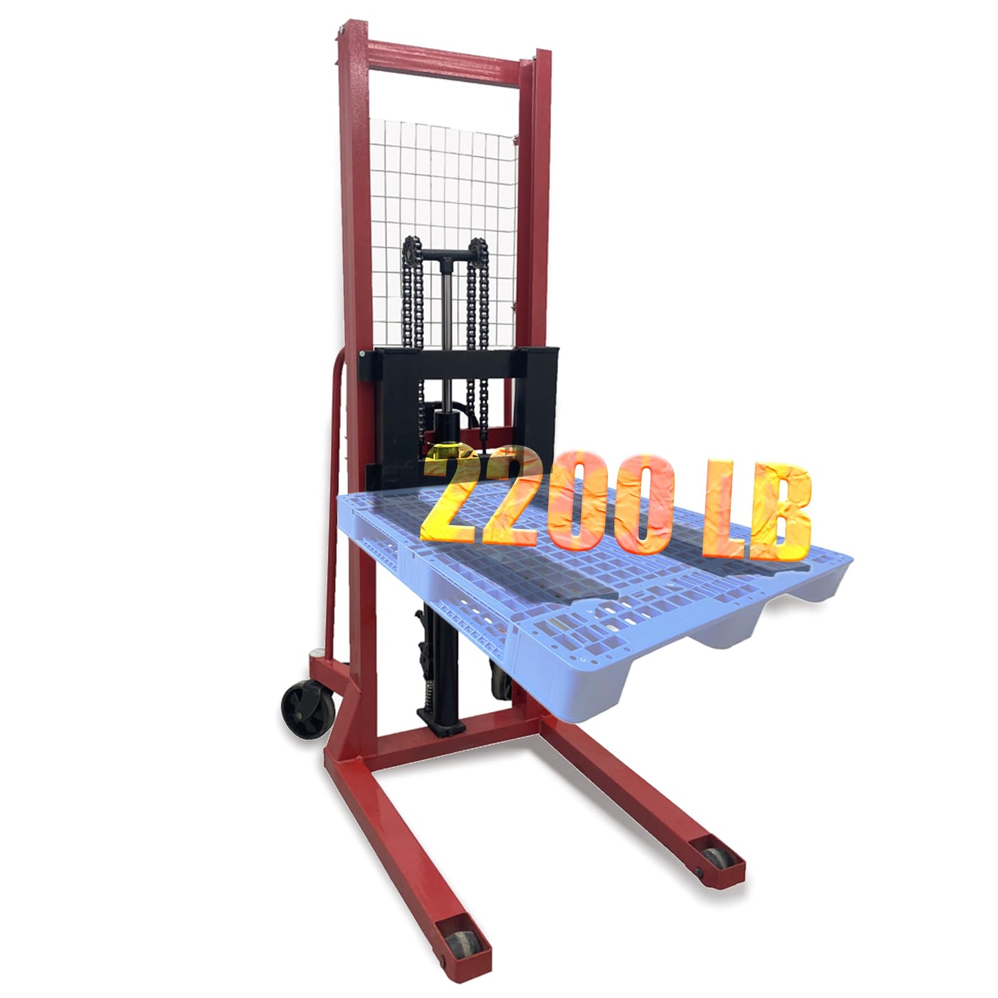 INTSUPERMAI Manual Pallet Stacker 2200lbs Capacity 63inch Lift Height with Straddle Legs Adjustable Forks Manual Hydraulic Hand Pump Stacker