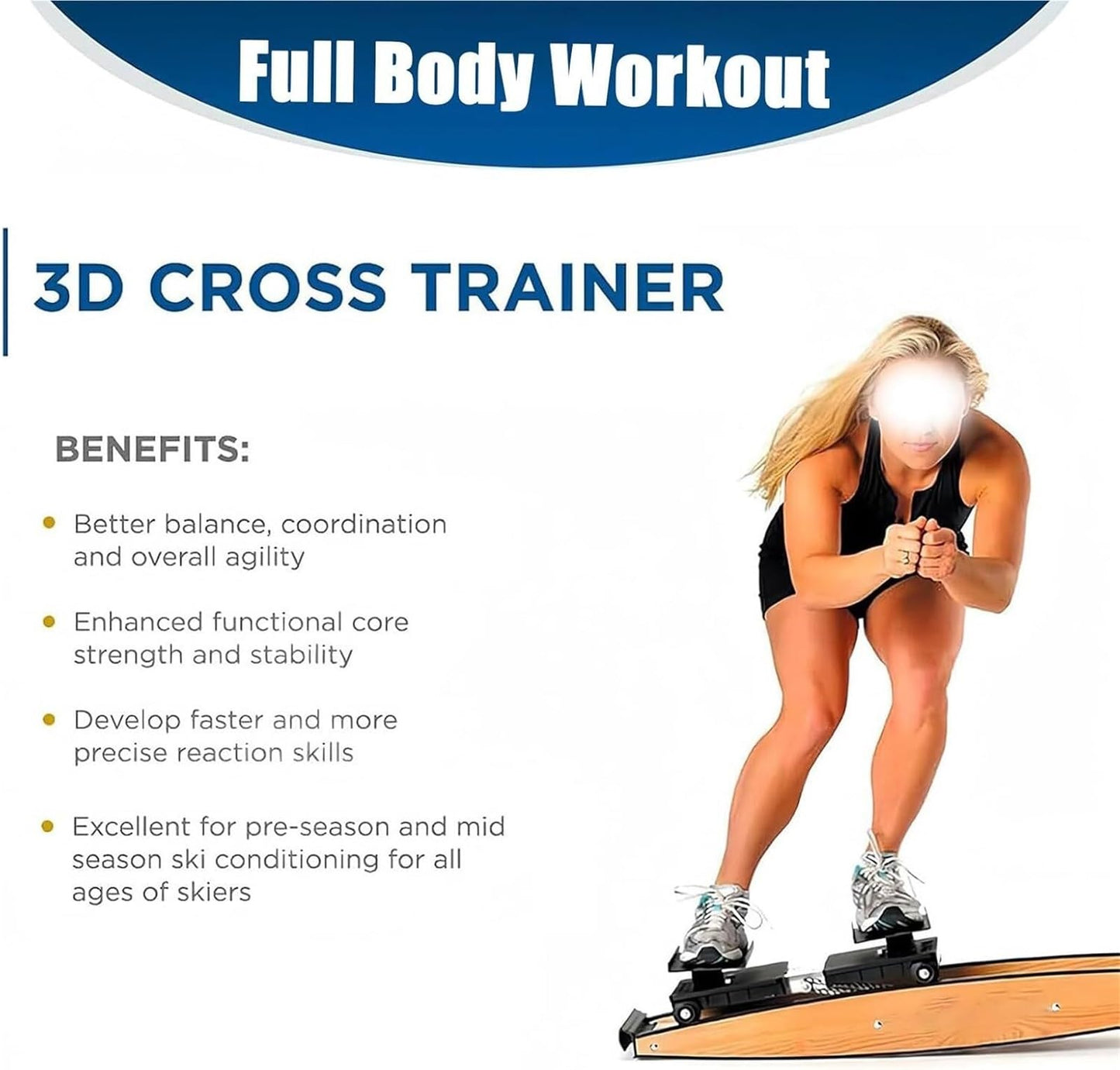 Indoor Ski Machine Simulator for Home Gym, Fitness Workout with Poles and Mats