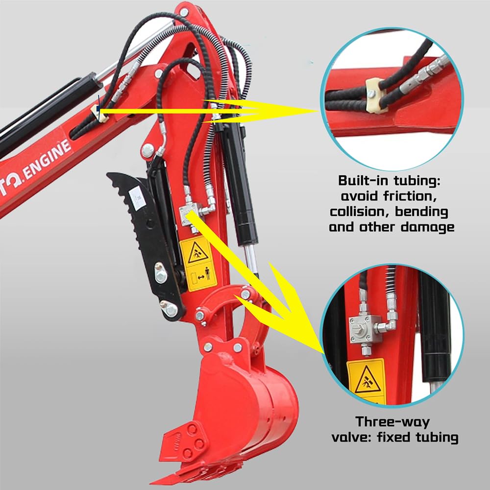 DS-16, 1.4 Tons KubotaDiesel Mini Excavator, w/Pilot System, Full Hydraulic System, Water Cooling, Hydraulic Thumb Clamp, Bucket, Palletfork,Work for Any Occasions, US in Stock red (red2)