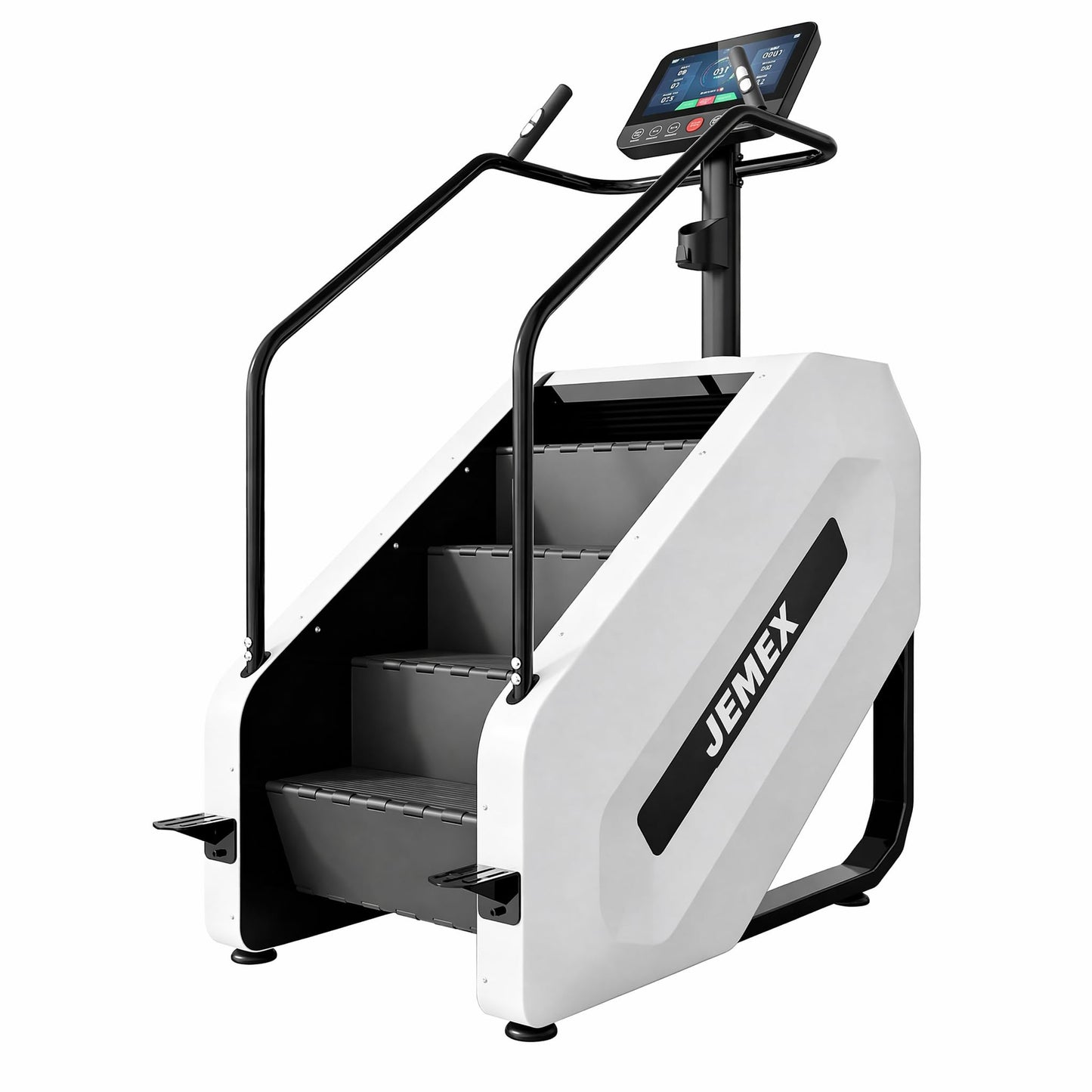 JEMEX Stair Stepper Machine, Heavy Duty Stair Climber with 15 Resistance Levels, Low Impact Cardio for Home Gym, Infrared Auto-Lock, LED or Standard Model, 375 lbs (White, LED Display)