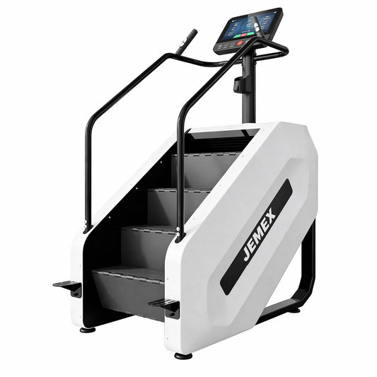 JEMEX Stair Stepper Machine, Heavy Duty Stair Climber with 15 Resistance Levels, Low Impact Cardio for Home Gym, Infrared Auto-Lock, LED or Standard Model, 375 lbs (White, LED Display)