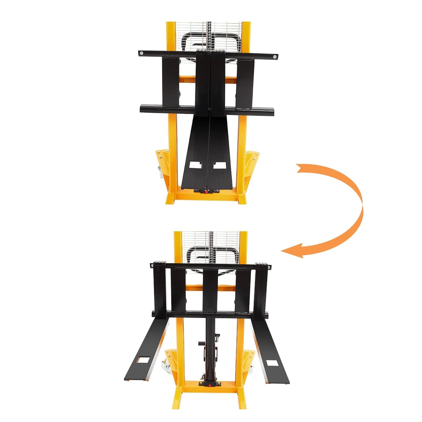 APOLLO Manual Stacker Hand Pallet Forklift 1100lbs Capacity 63" Lifting Height with Fixed Legs and Adjustable Forks Only Suitable for EU Pallets