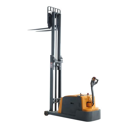 Aequanta Full Electric Counterbalanced Stacker 3300lbs Capacity, 118" Lifting Height Walkie Stacker, Powered Drive and Lift Forklifts