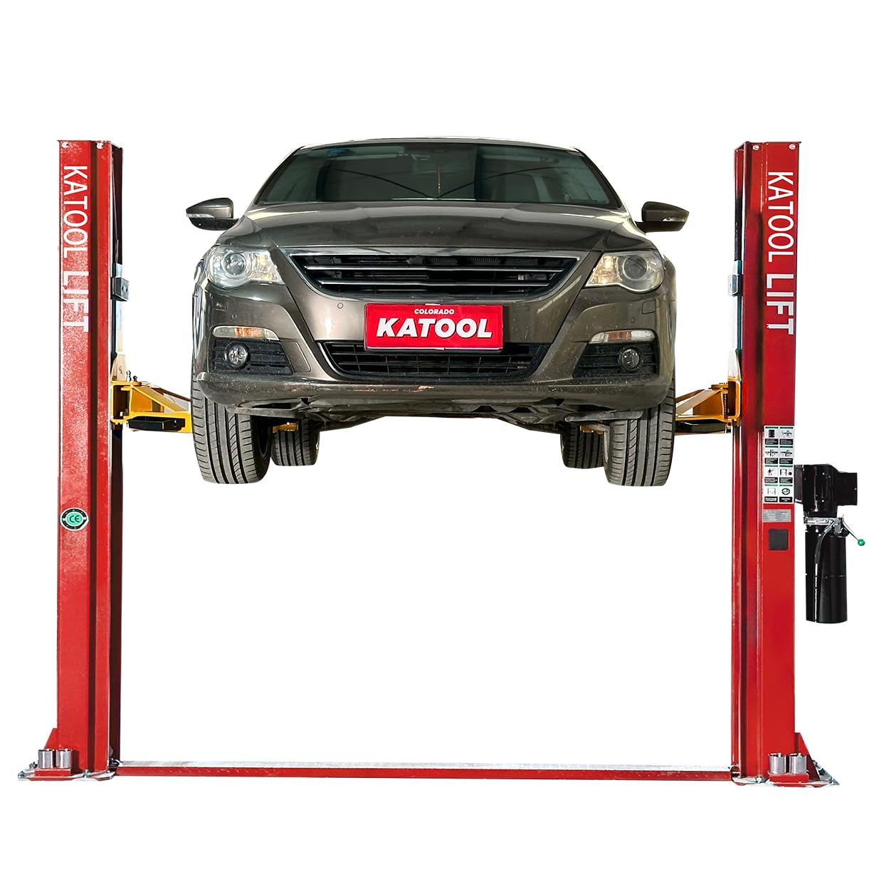 KATOOL 10000lbs 2 Posts Lift Auto Lift KT-H100 Shop Home auto lift car lift Floor Plate Auto Hoist, 112*18*36inch, Red