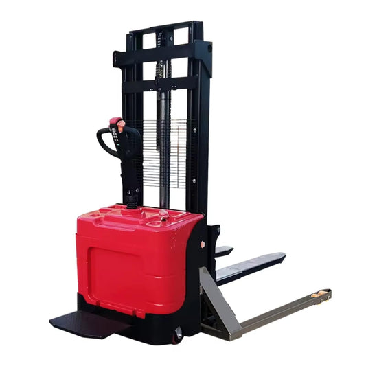 Full Electric Walkie Pallet Stacker, 1000kg/1500kg Capacity 3000mm Lift Height, Warehouse Material Handling Electric Pallet Jack, Hand Push Electric Forklift Stacker for Loading Unloading