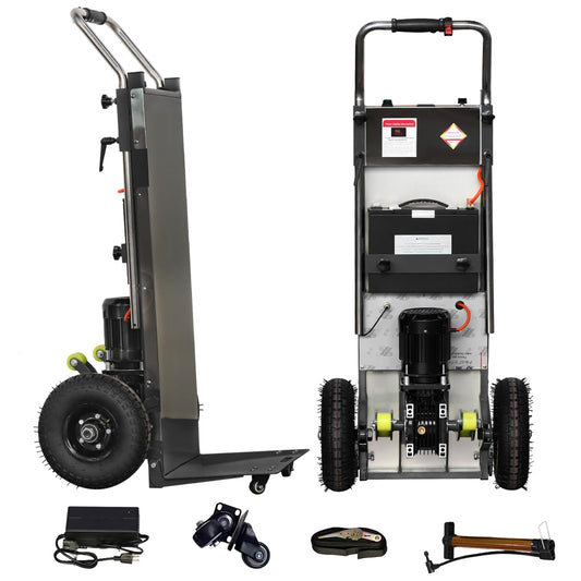 ROOMEDAL 880lbs Electric Stair Climbing Hand Trucks Cart, 1200W Motor Power Stair Climber Dolly Trolley Battery Powered for Moving Heavy Objects Furniture Family Removal Warehouse