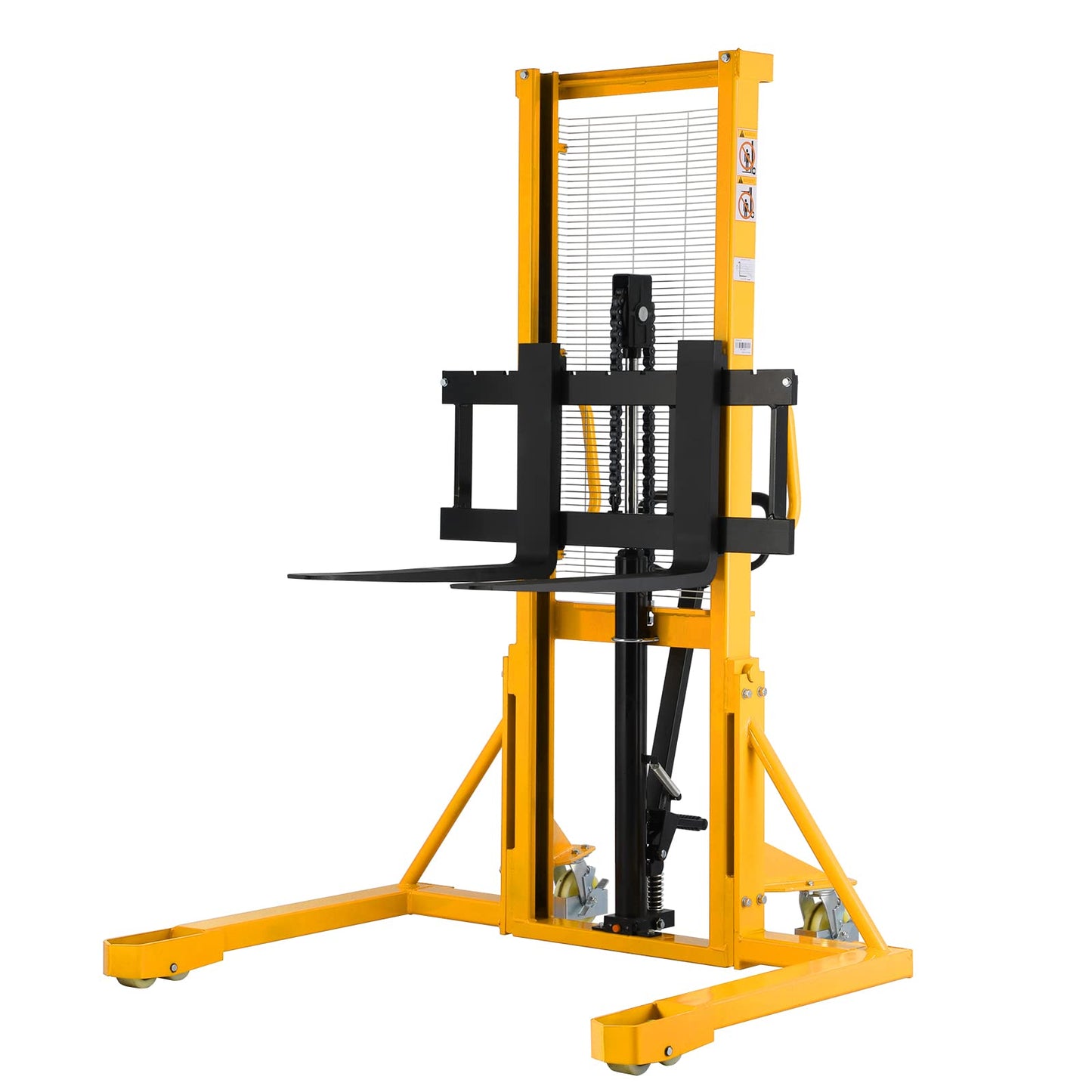 Aequanta Manual Pallet Straddle Legs Stacker 2200lbs Capacity 63" Lifting Height Material Lifter with Adjustable Forks