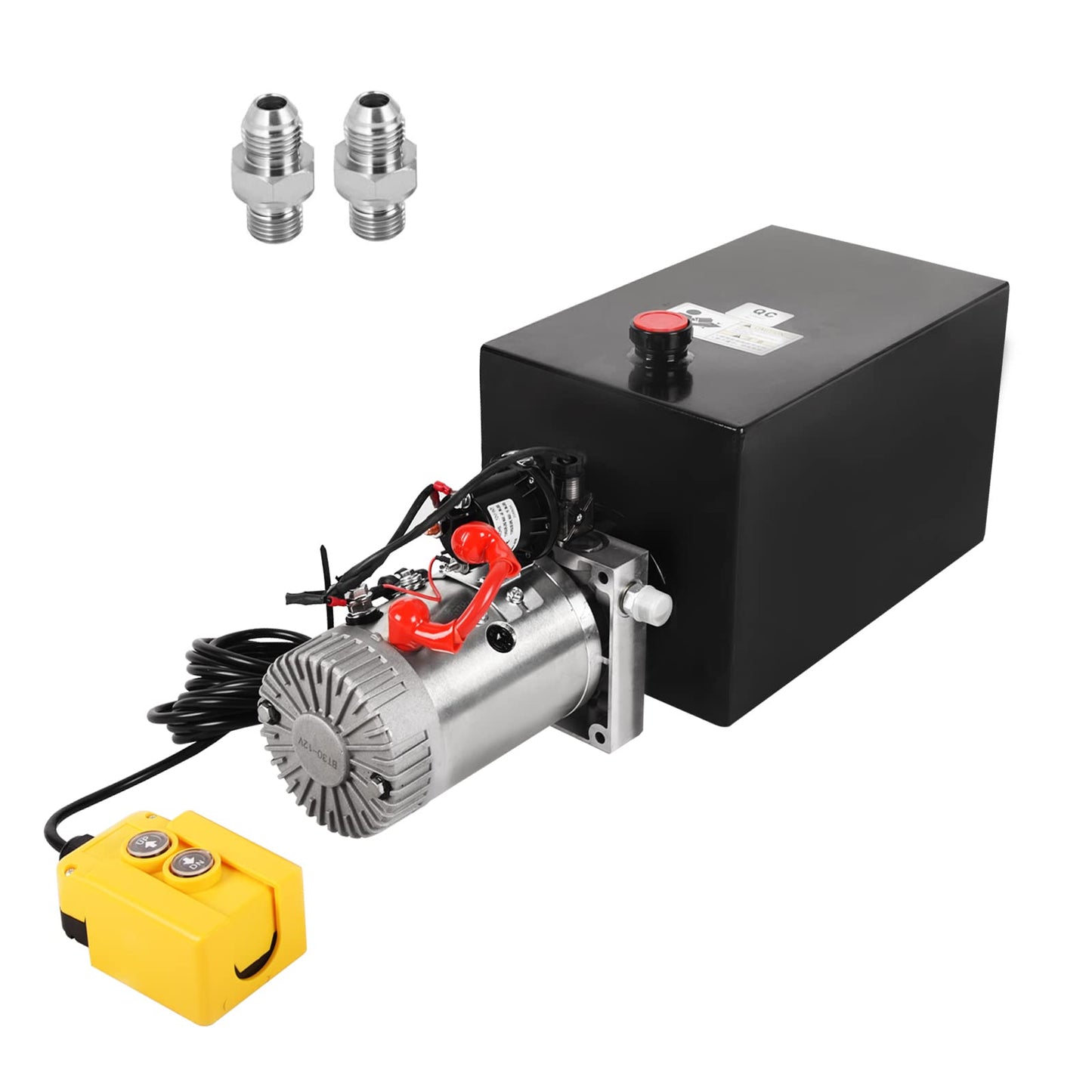 Doppy Hydraulic Power Unit 15 Quart,12V DC Motor 3200 PSI Single Acting Metal Reservoir Dump Trailer Pump for Dump Trailer Car Lifting