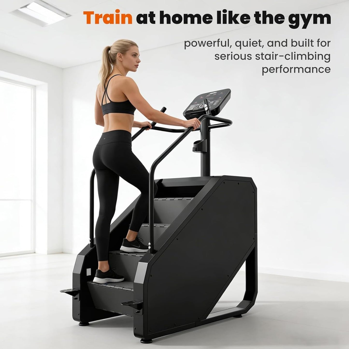 Stairmaster Machine with Led Screen, Commercial Grade Stair Climber for Cardio Training, 15 Speed Levels Continuous Climbing Exercise Machine, 15-164 Steps Per Minute Black