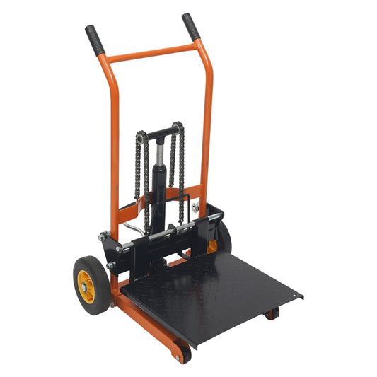 Hydraulic Material Lift Winch Stacker, Pallet Truck Dolly, Adjustable Stacker Fork Lift, 577 Lbs 36" Max Lift with 9" Casters & Straps, Removable Lifting Platform for Warehouse Factory Workshop